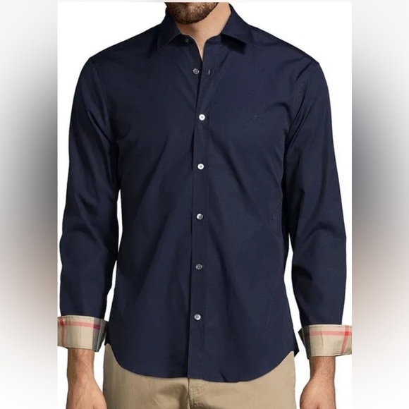 Burberry Brit Henry Navy Fitted Shirt Size M 44” - Picture 1 of 10